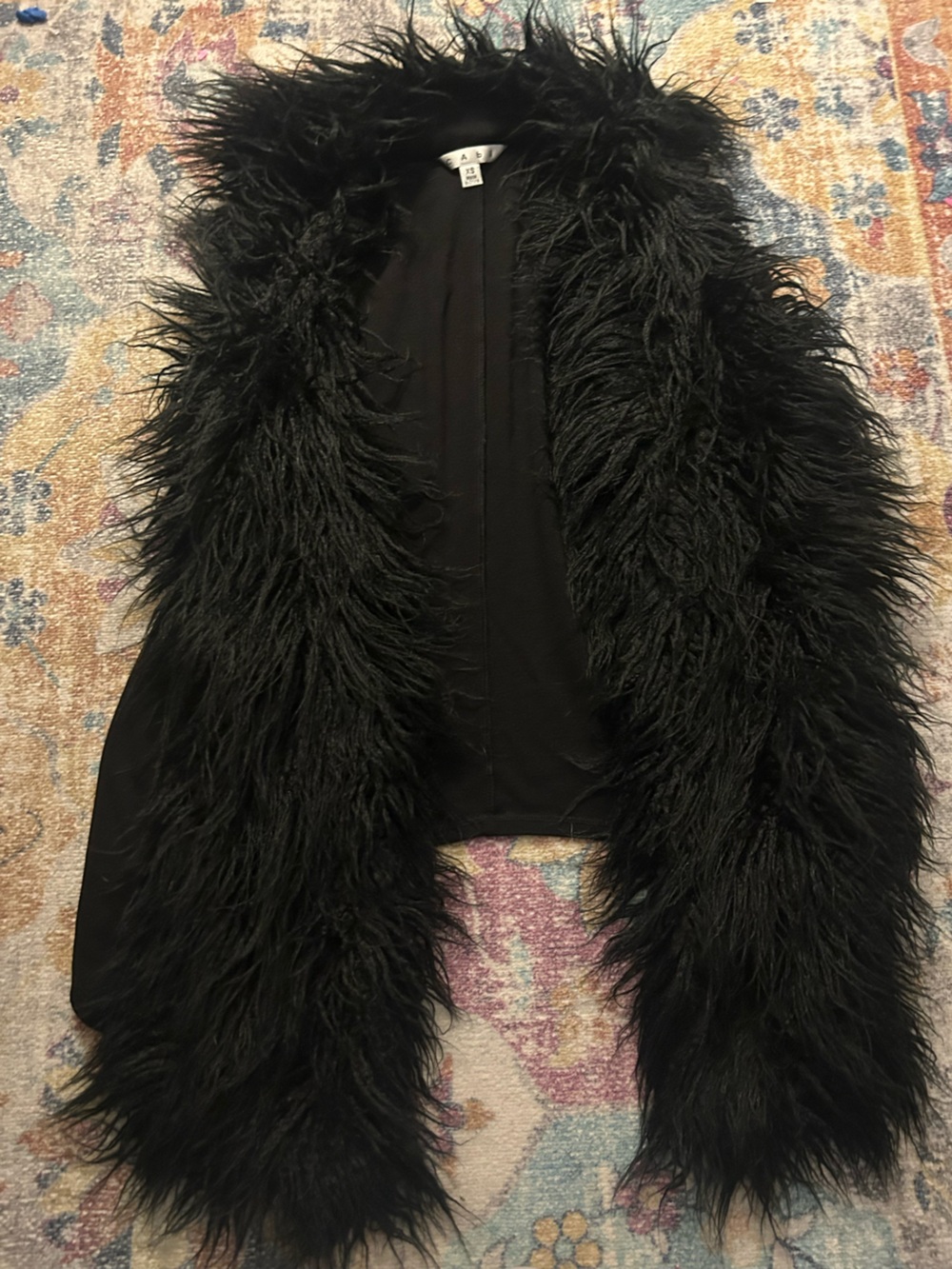 CAbi Black Faux Fur Coat